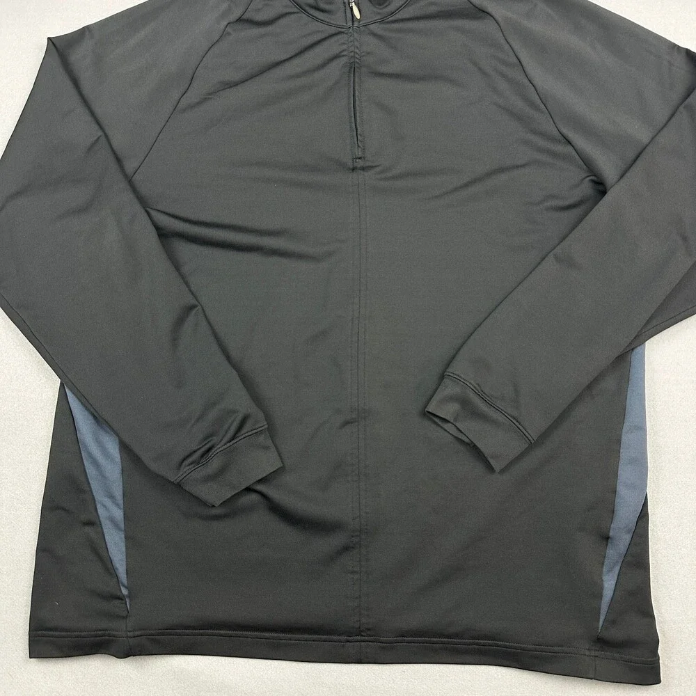 Adidas Golf Jacket Men XL Black Blue Solid 1/4 Zip Lightweight Stretch Pullover
